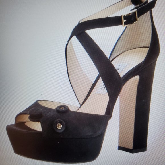 Jimmy Choo Black Suede Pumps Platforms - Picture 2 of 5